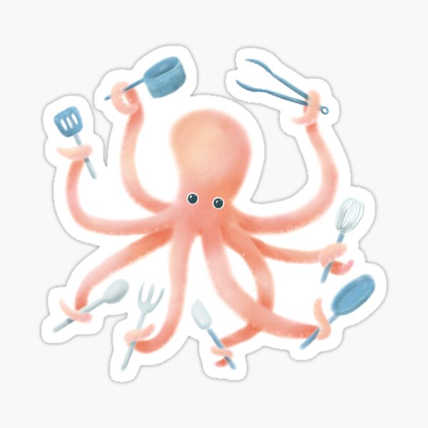 Octopus Chef Cooking in the Kitchen Sticker