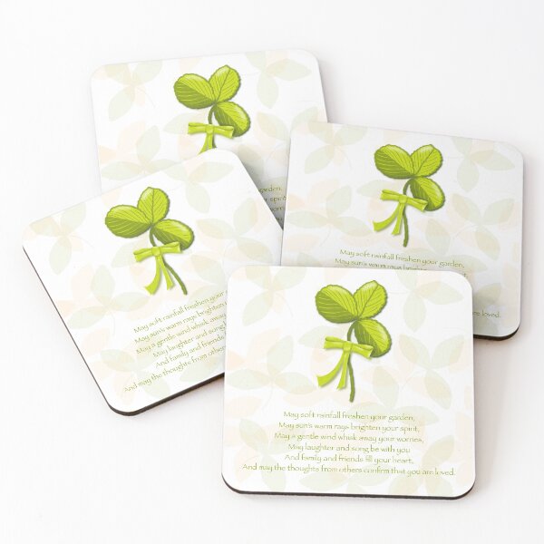 Item preview, St Patrick Shamrock Blessing with a green bow and light orange accents designed and sold by Sheri42.