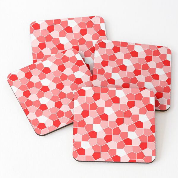 Cairo Pentagonal Tiles Red Coasters (Set of 4)