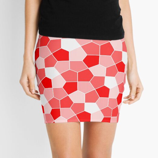 Cairo Pentagonal Tiles Red Mini Skirt