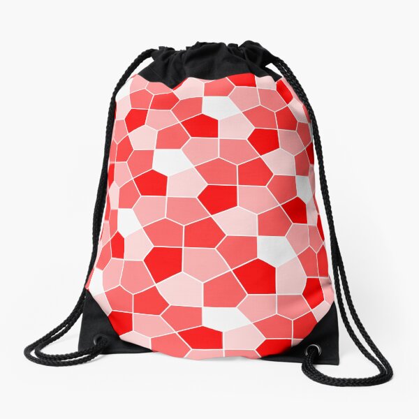 Cairo Pentagonal Tiles Red Drawstring Bag