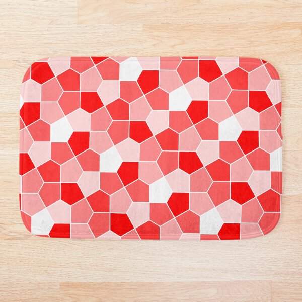 Cairo Pentagonal Tiles Red Bath Mat