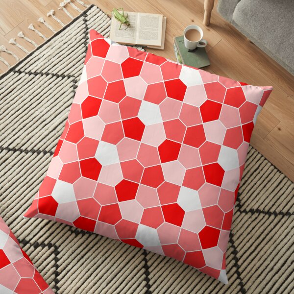 Cairo Pentagonal Tiles Red Floor Pillow