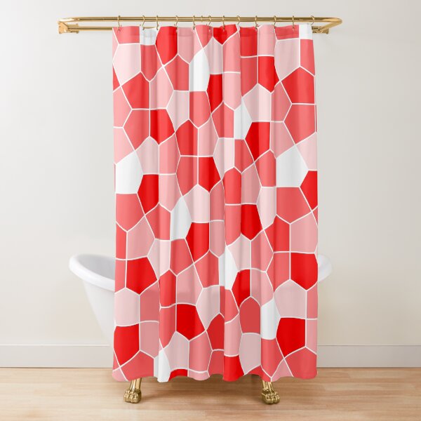 Cairo Pentagonal Tiles Red Shower Curtain