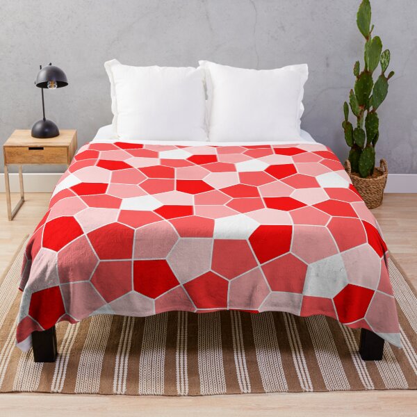 Cairo Pentagonal Tiles Red Throw Blanket