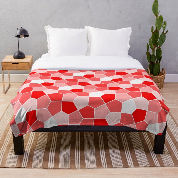 Cairo Pentagonal Tiles Red Throw Blanket