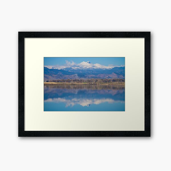 Colorado Longs Peak Circling Clouds Reflection Framed Art Print