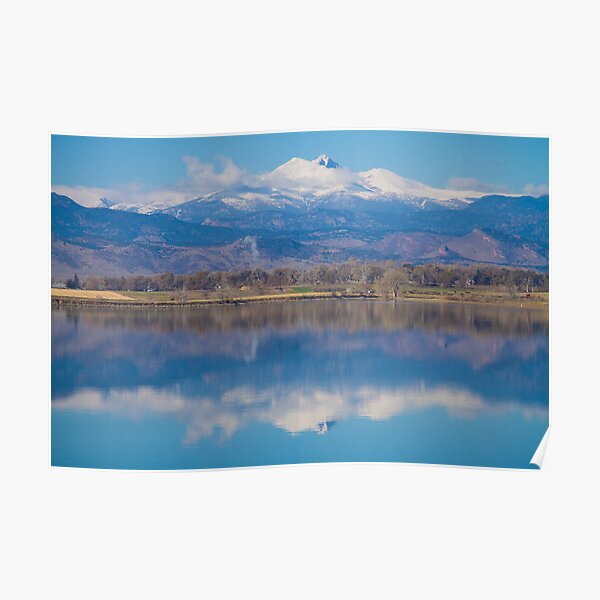Colorado Longs Peak Circling Clouds Reflection Poster