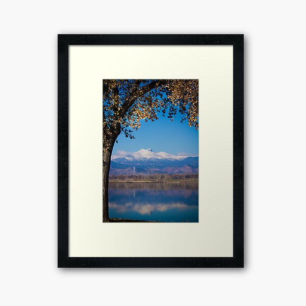 Reflections of Longs Peak Vertical Image Framed Art Print