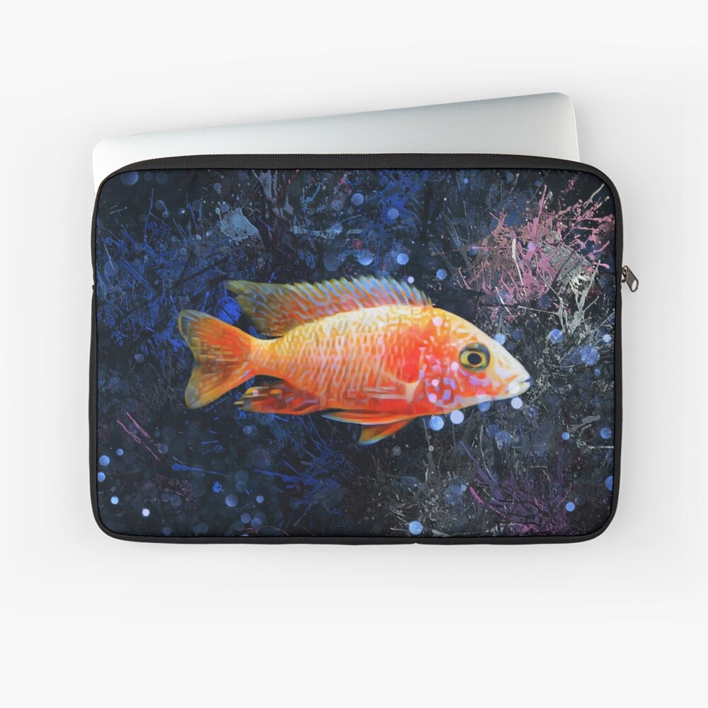 Afrikanisches Pfau Cichlid Abstraktes Portrat Stofftasche Von Digital Designs Redbubble