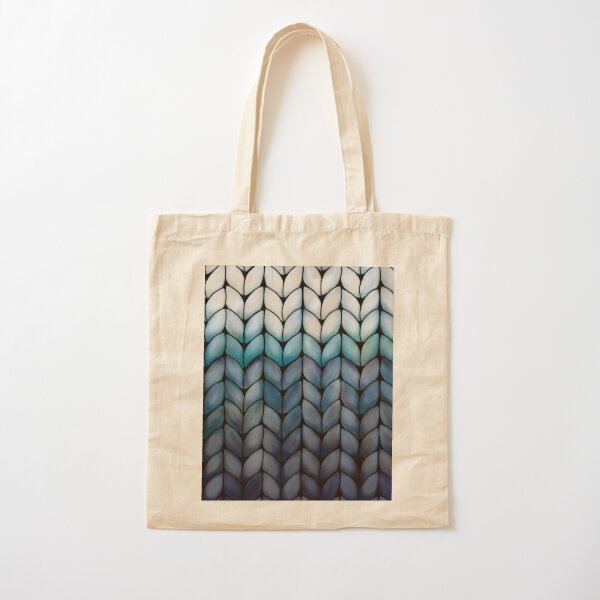 Chunky Ocean Blue Knit Cotton Tote Bag
