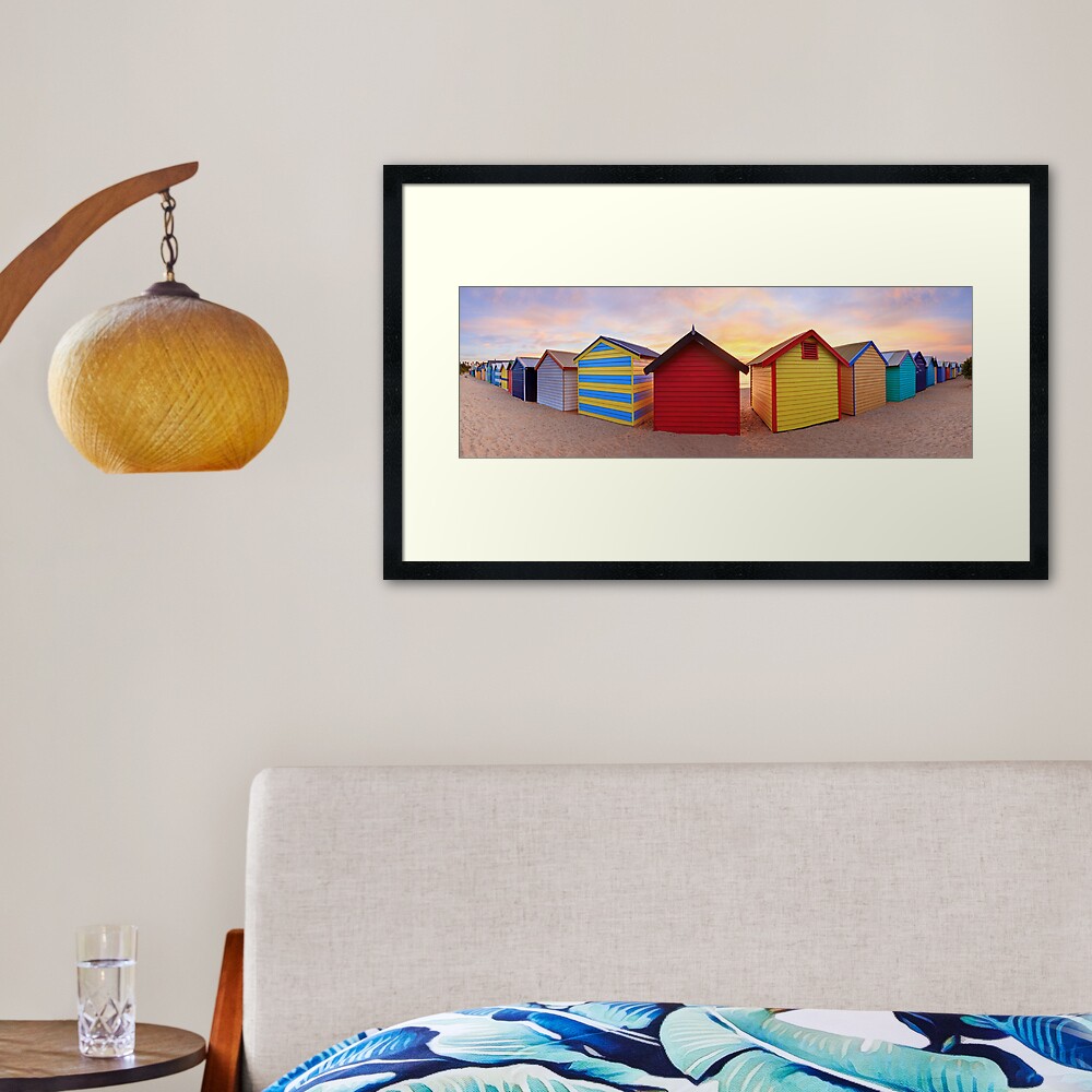 Brighton Beach Boxes, Melbourne, Victoria, Australia Framed Art Print