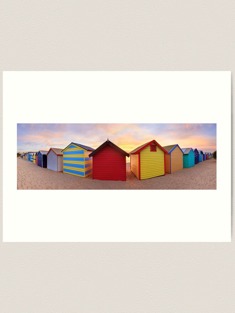 Thumbnail 1 of 3, Art Print, Brighton Beach Boxes, Melbourne, Victoria, Australia designed and sold by Chockstone.