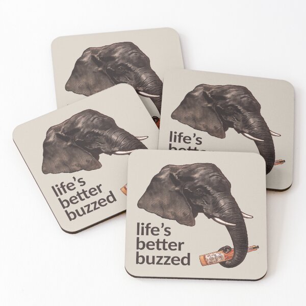 Artikelvorschau, Life Better Buzzed Elephant mit Cognac-Flasche entworfen und verkauft von ArtFay.