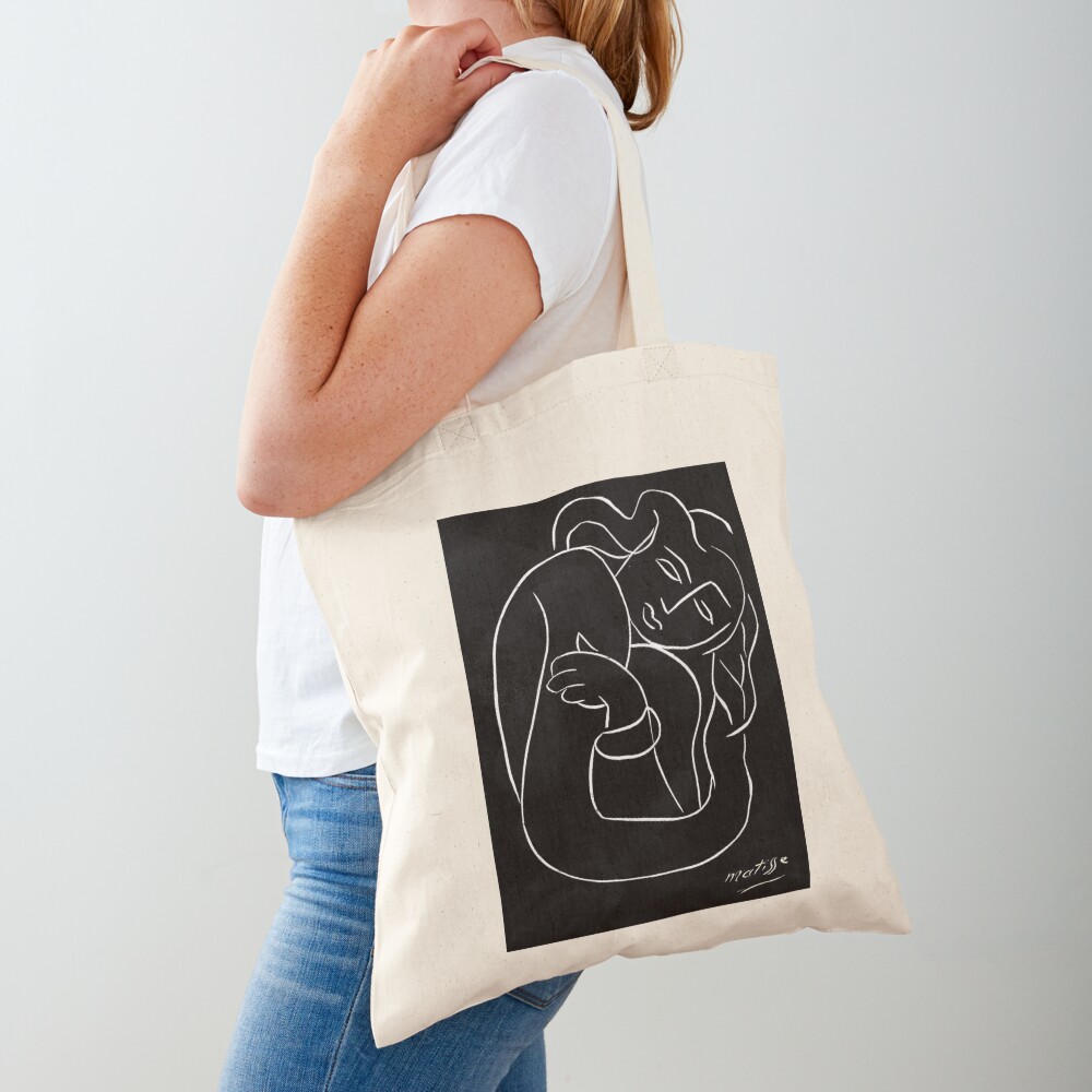 TAHITIAN LADY : Vintage Matisse Black and White Painting Print Tote Bag