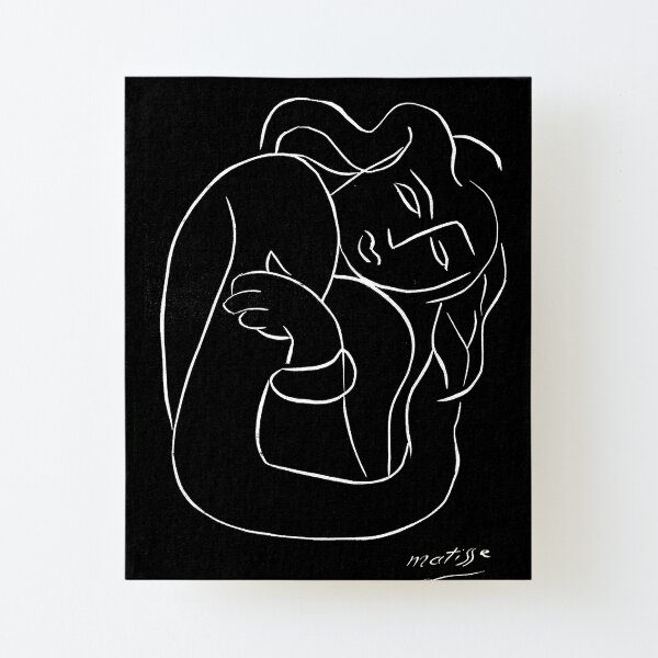 TAHITIAN LADY : Vintage Matisse Black and White Painting Print Canvas Mounted Print