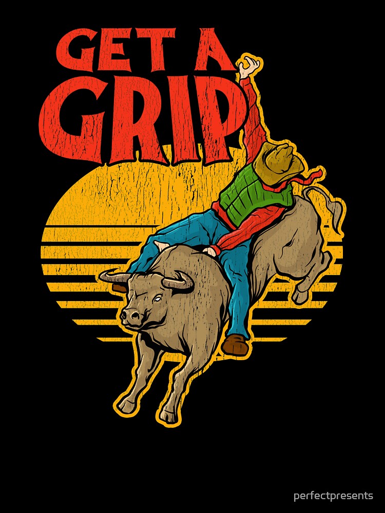 Get A Grip Funny Bull Riding Pun - Get A Grip - Baby Bodysuit