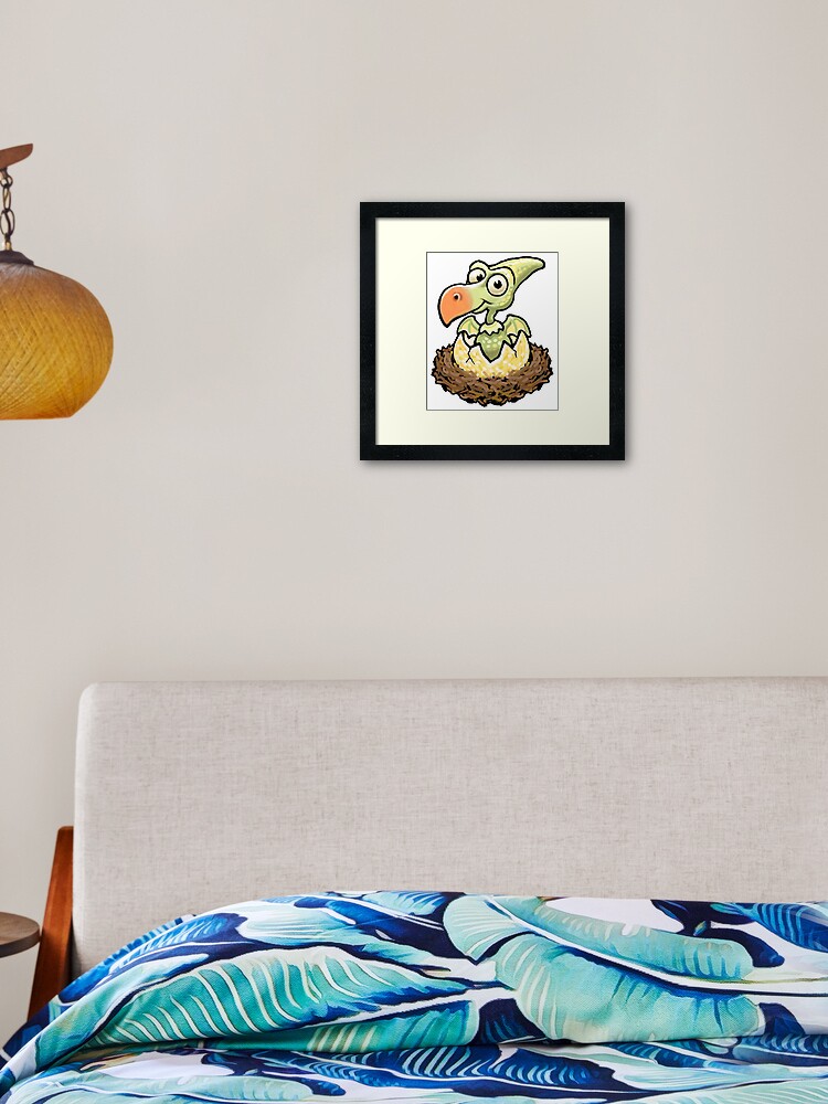 Cute baby pterodactyl dinosaur hatching from an egg - Cute Baby Pterodactyl  - Posters and Art Prints