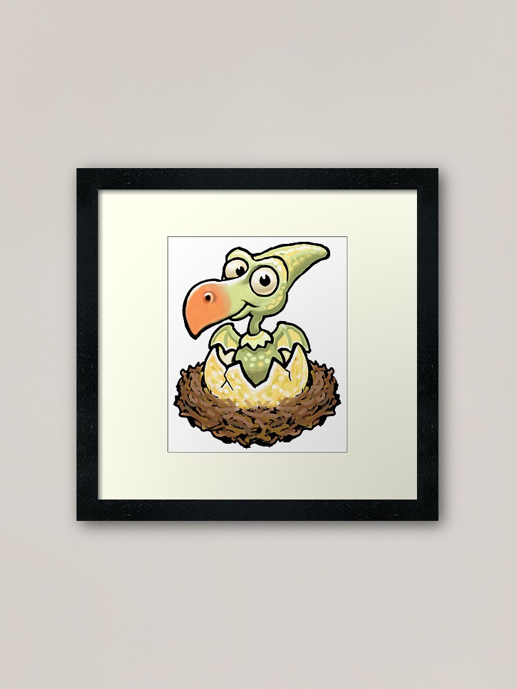 Cute baby pterodactyl dinosaur hatching from an egg - Cute Baby Pterodactyl  - Posters and Art Prints