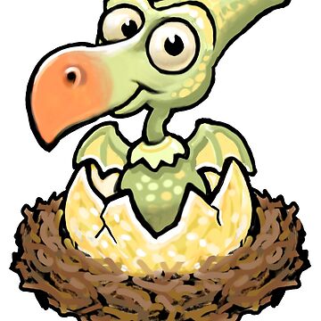 Cute Baby Pterodactyl Hatching from Egg Greeting Card for Sale by Steve  Sack