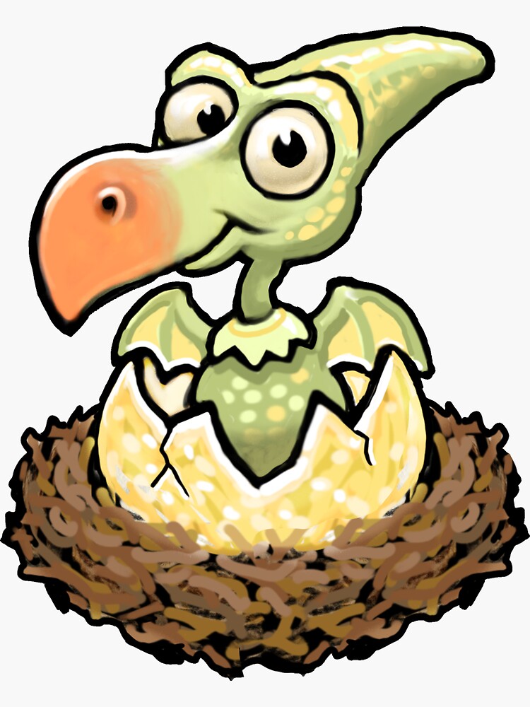 Cute Baby Pterodactyl Hatching from Egg Art Print for Sale by Steve Sack