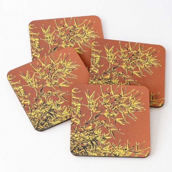 Item preview, ILYASS 6 bamboo leaves branches sky nature brown yellow tree majestic icy designed and sold by dragonemma.