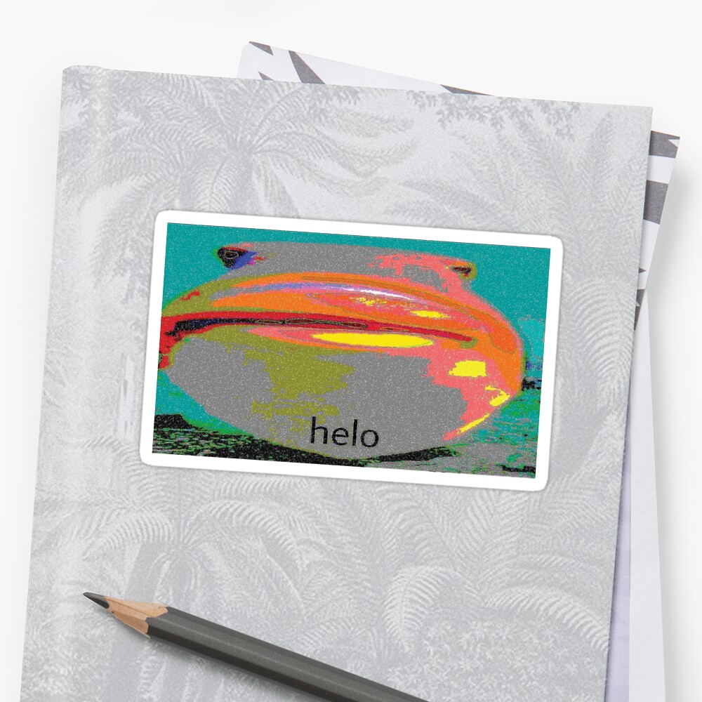 "Helo Staring Fish Meme" Sticker by Altohombre Redbubble