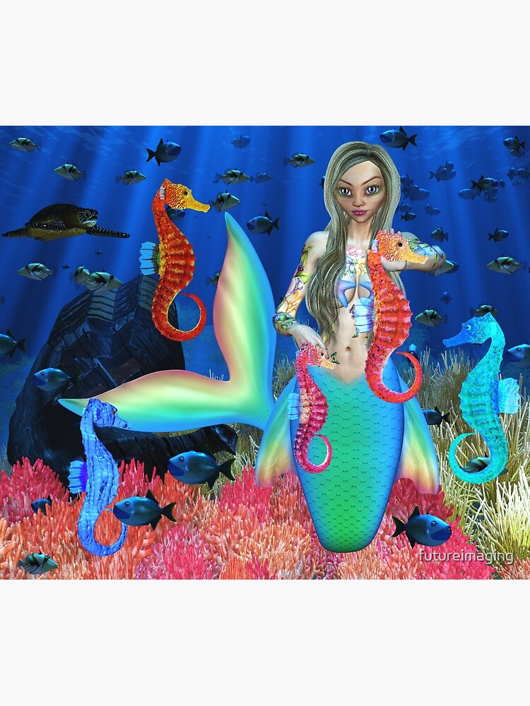 Mermaid and seahorse friends by futureimaging