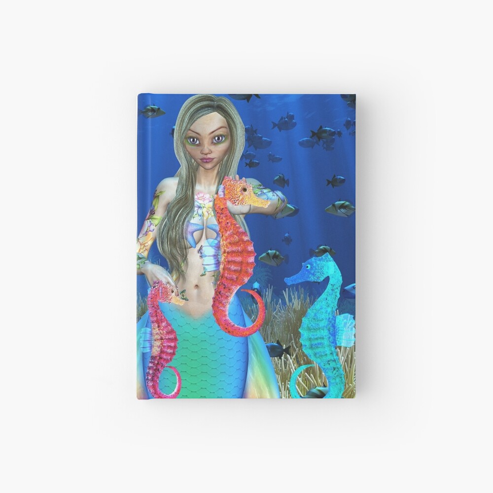 Mermaid and seahorse friends Hardcover Journal