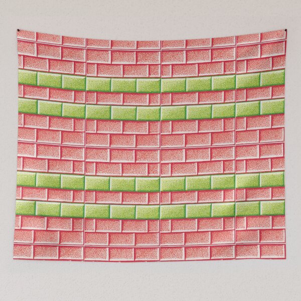 Item preview, Red and green brick wall  pattern pointillism painting designed and sold by MitoP.