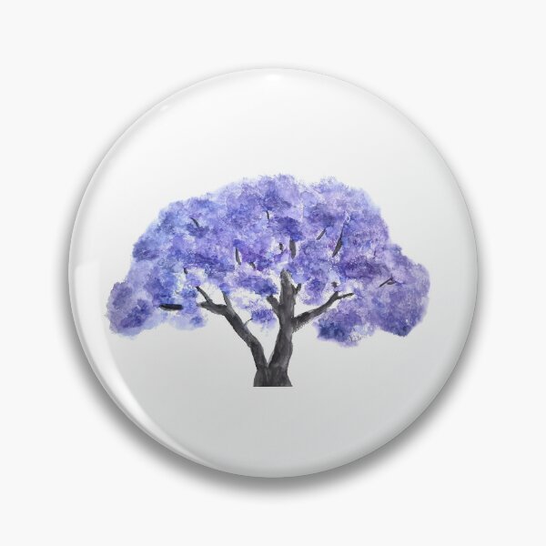 Item preview, hand painted indigo blue Jacaranda mimosifolia flowering tree designed and sold by ColorandColor.