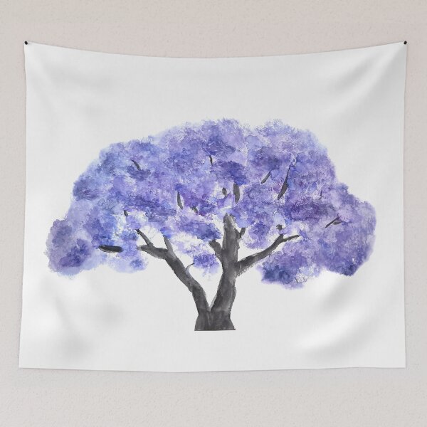 Item preview, hand painted indigo blue Jacaranda mimosifolia flowering tree designed and sold by ColorandColor.