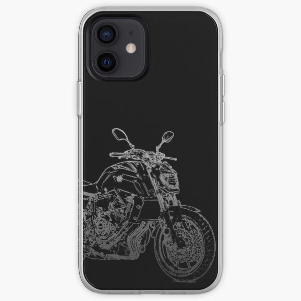 Yamaha MT07 crayon silhouette moto nu vélo roadster Coque souple iPhone