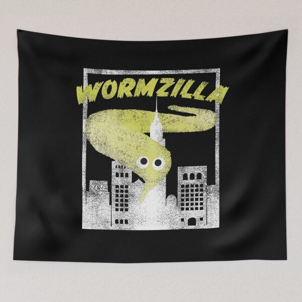 Artikelvorschau, Wurm auf einer Schnur Meme Yellow Wormzilla Retro Japanese Style entworfen und verkauft von Good-Find.
