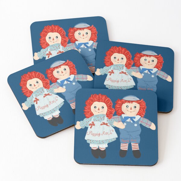 Raggedy Ann and Raggedy Andy the vintage dolls Coasters (Set of 4)