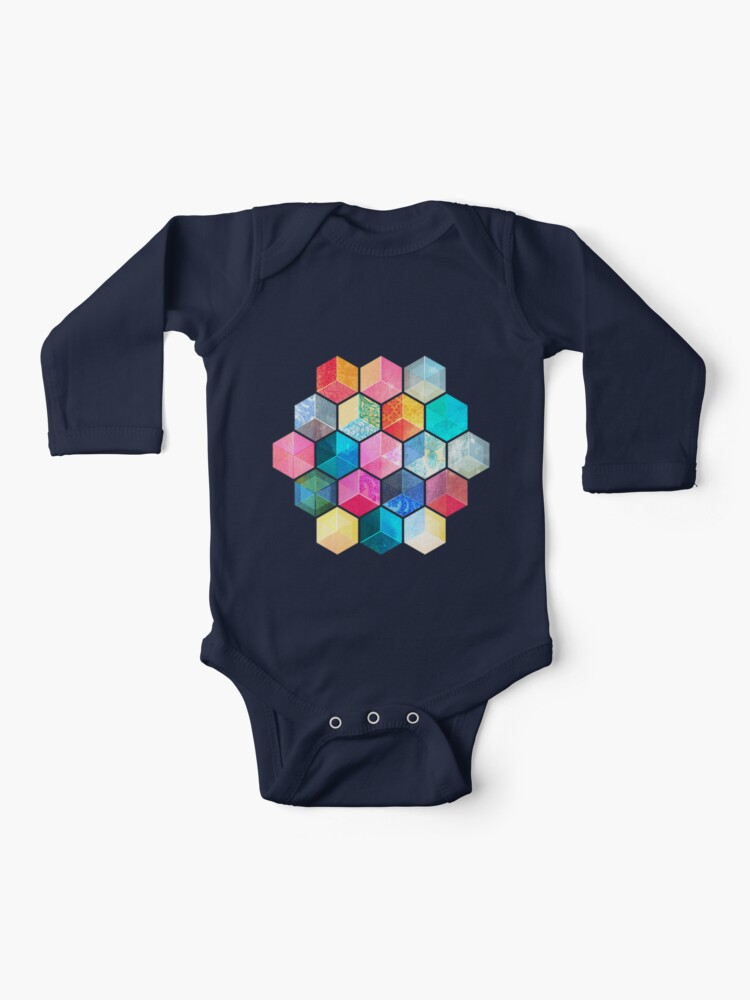 Crystal Bohemian Honeycomb Cubes Colorful Hexagon Pattern Baby One Piece By Micklyn Redbubble