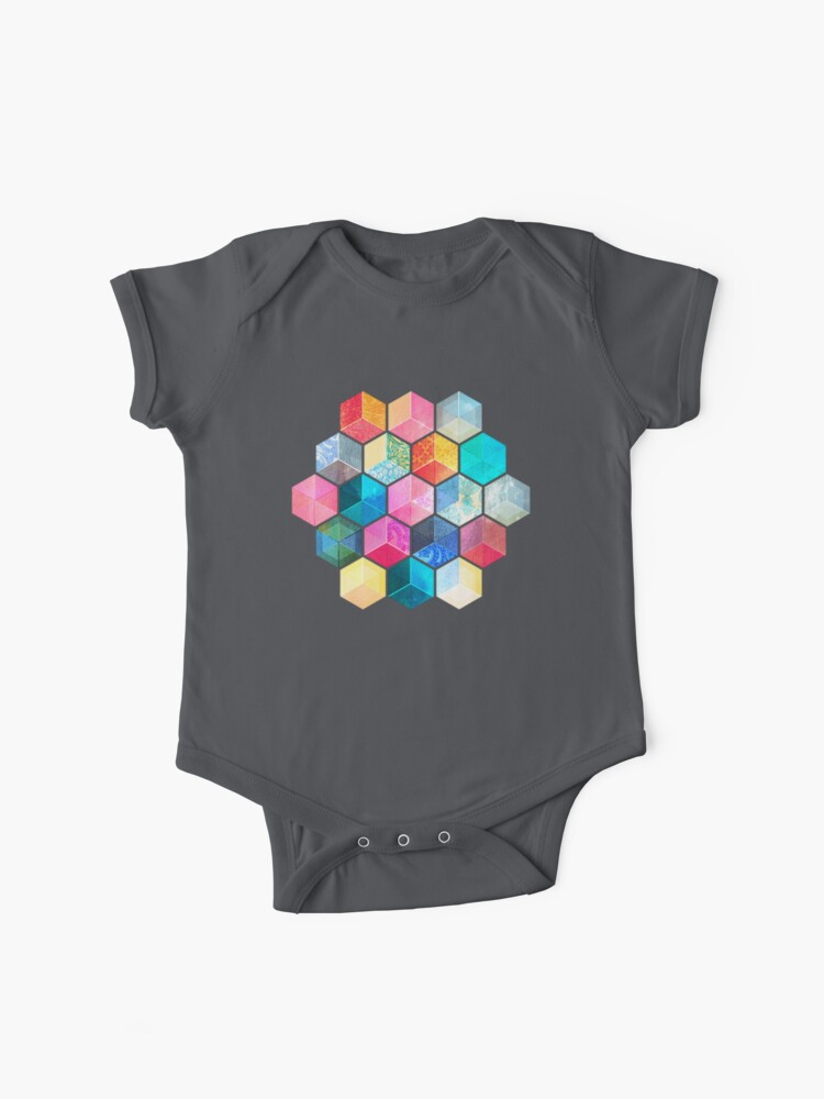 Crystal Bohemian Honeycomb Cubes Colorful Hexagon Pattern Baby One Piece By Micklyn Redbubble