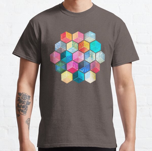 Crystal Bohemian Honeycomb Cubes - colorful hexagon pattern Classic T-Shirt