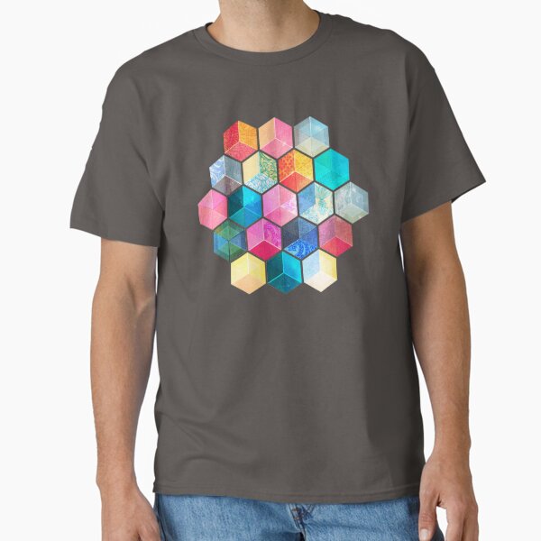 Aperçu de l'œuvre Cubes en nid d'abeille en cristal de Bohême - motif hexagonal coloré créée et vendue par micklyn.