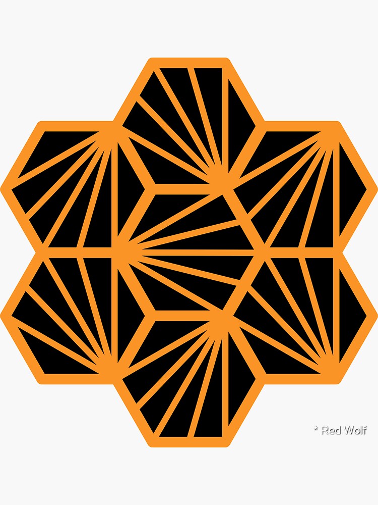 Geometric Pattern: Hexagon Ray: Black Orange by redwolfoz
