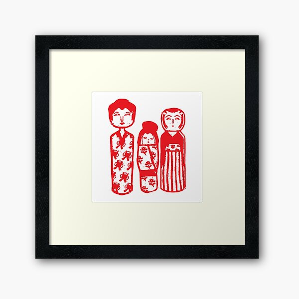 Kokeshi Stamp Impression encadrée