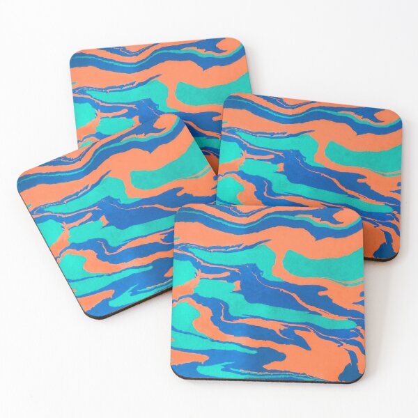 Item preview, Fluid Acrylic Painting Summer Time Orange Mint Blue designed and sold by IFOM.