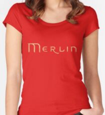 Merlin text Women's Fitted Scoop T-Shirt