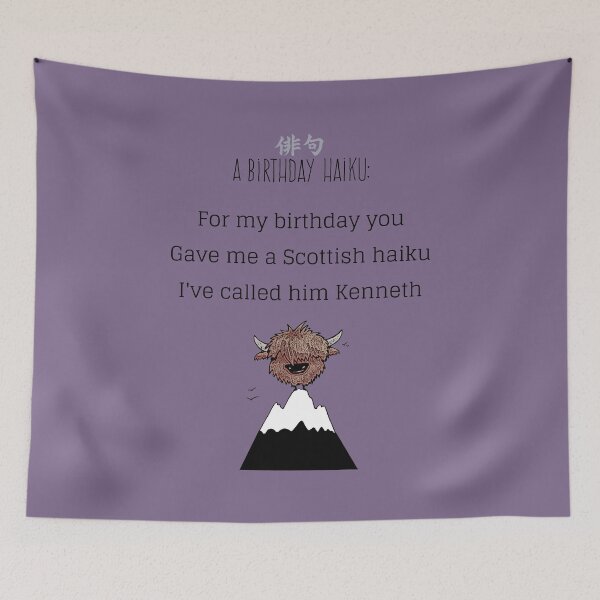 Item preview, Highland Cow Hielan' Coo birthday Haiku  designed and sold by blackheartscot.