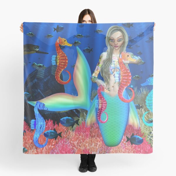 Mermaid and seahorse friends Scarf