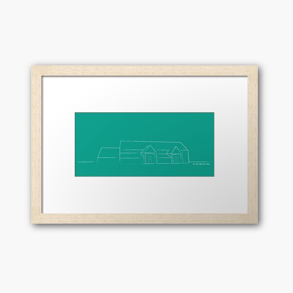 The Great Tythe Barn, Tetbury, Cotswolds Sketch (Teal, Turquoise) Framed Art Print