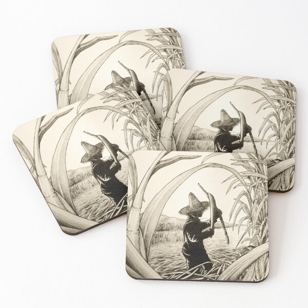 Item preview, Worker Cutting Sugar Cane Pencil Hand Drawing Vintage Style designed and sold by BluedarkArt.