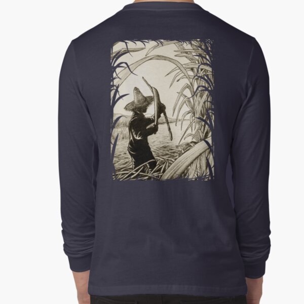Worker Cutting Sugar Cane Pencil Hand Drawing Vintage Style Long Sleeve T-Shirt