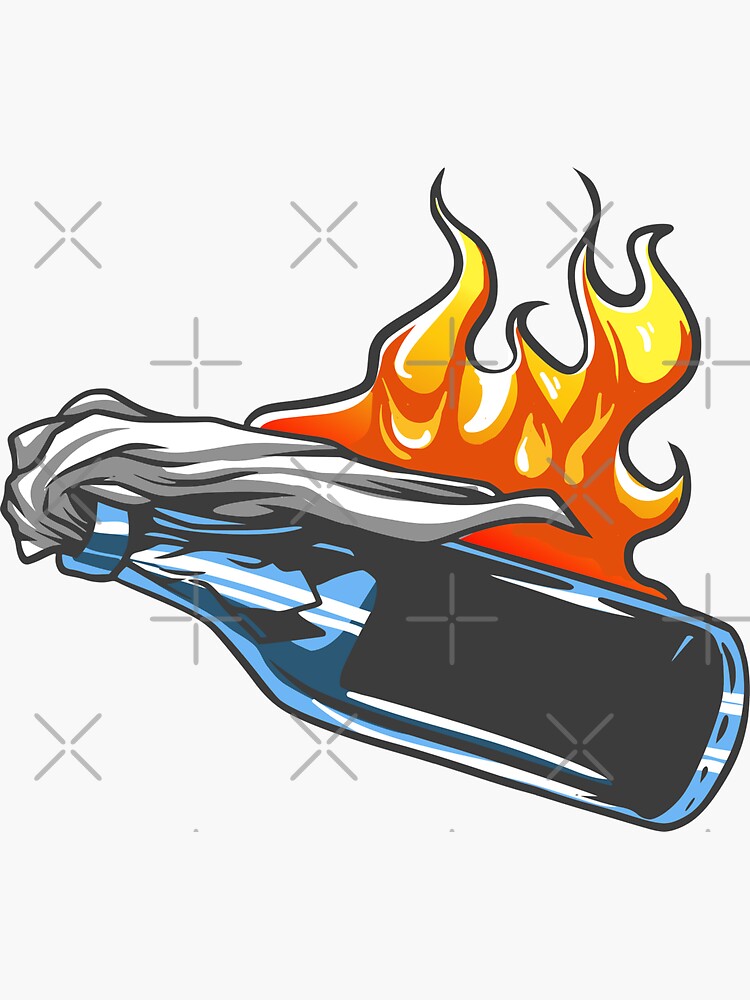 Lit fire molotov cocktail pop art Royalty Free Vector Image