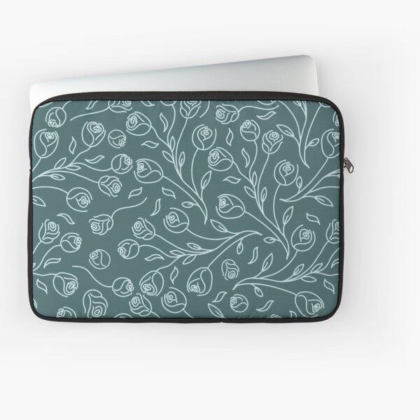 Pine & Mint Roses Collection Floral Seamless Surface Pattern Laptop Sleeve